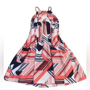 Vince Camuto Abstract Print Halter Fit & Flare Mini Dress Artsy Size 8